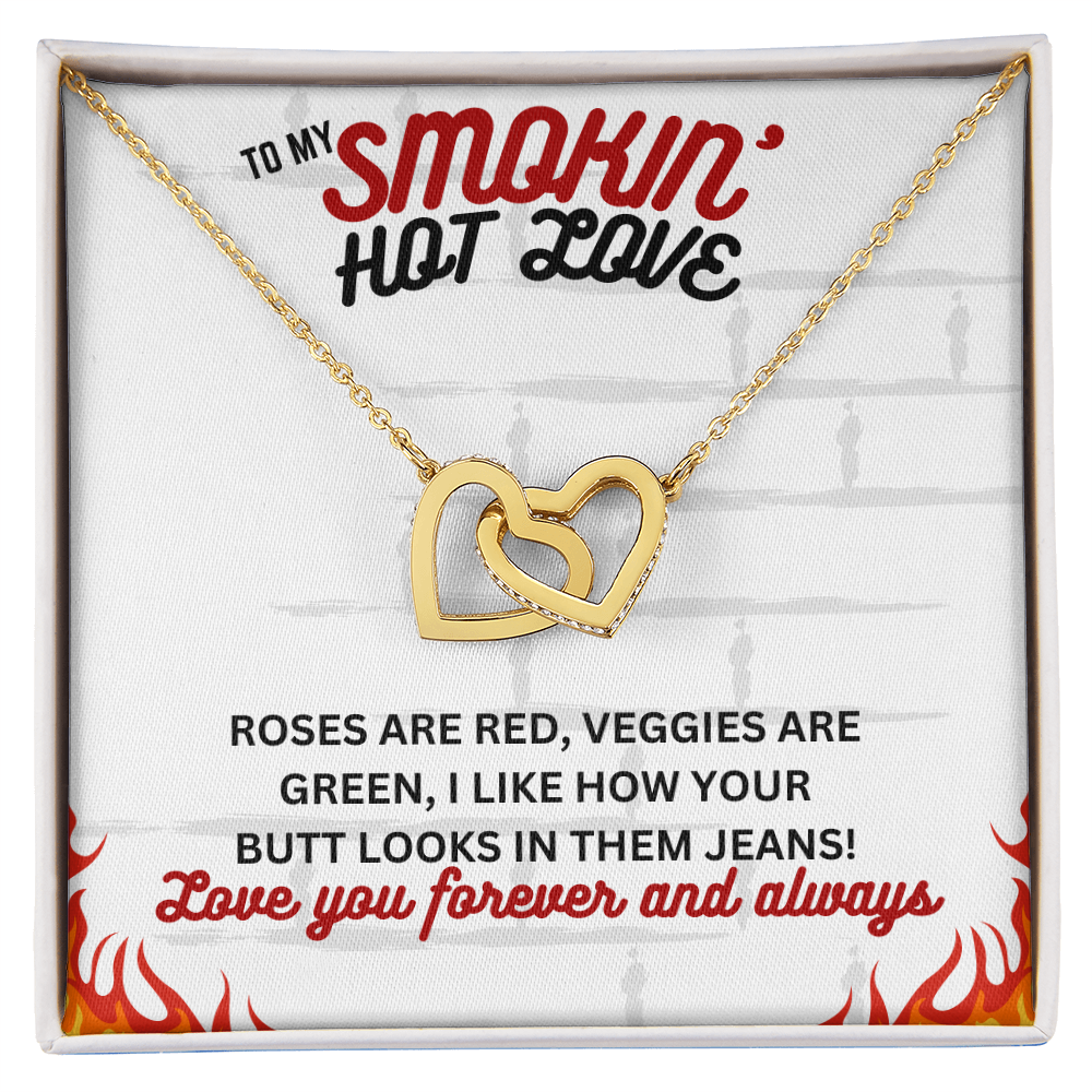 To Smokin' Hot Love - Roses are red - Interlocking Hearts Necklace