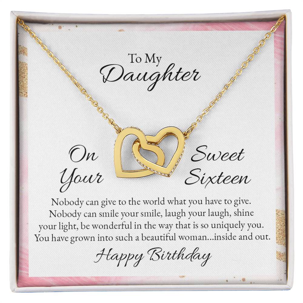 To Daughter - On your sweet sixteen - Interlocking Hearts Necklace