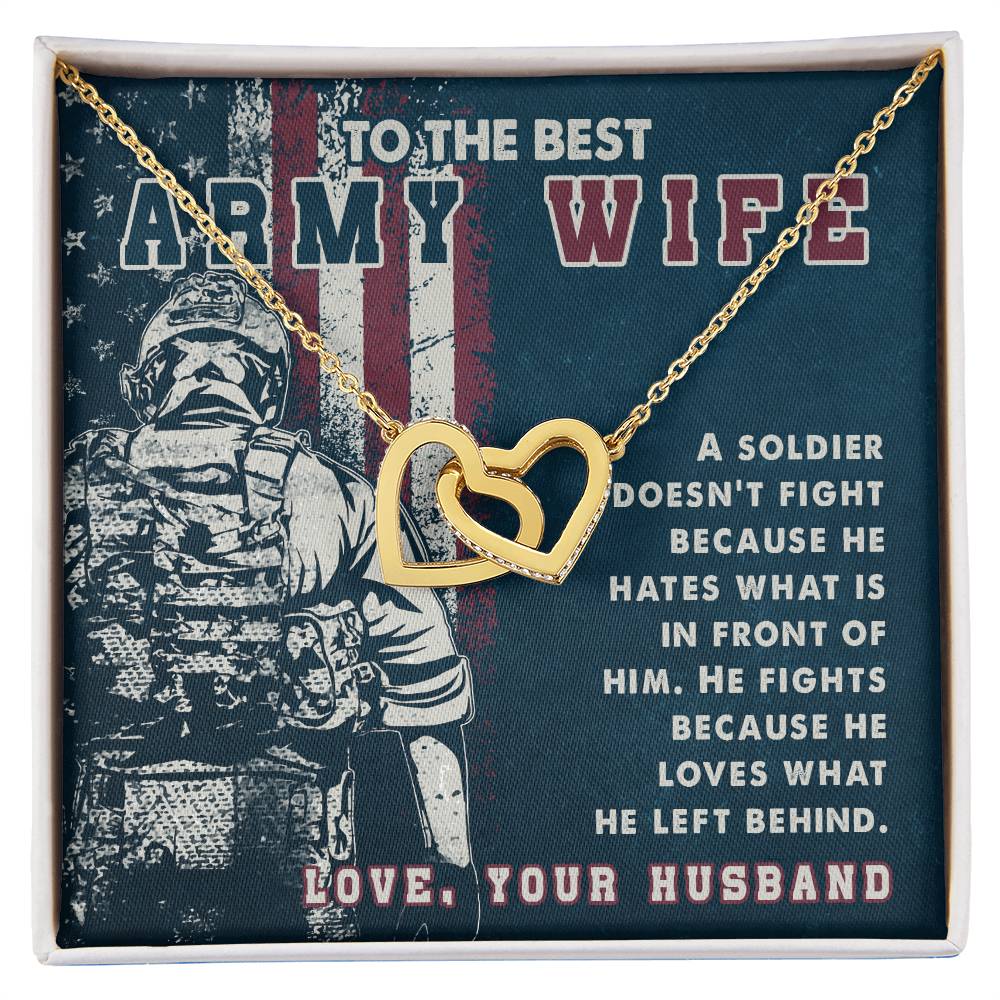 To Army Wife - A soldier - Interlocking Hearts Necklace