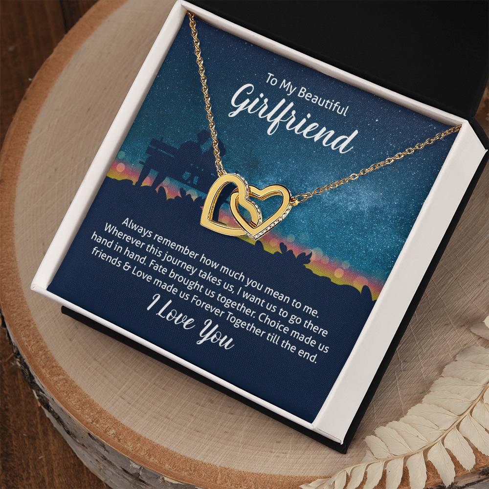 To Girlfriend - Always remember - Interlocking Hearts Necklace