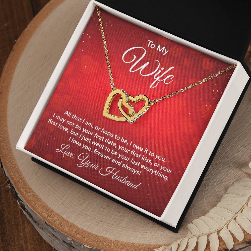 To Wife - All that I am - Interlocking Hearts Necklace