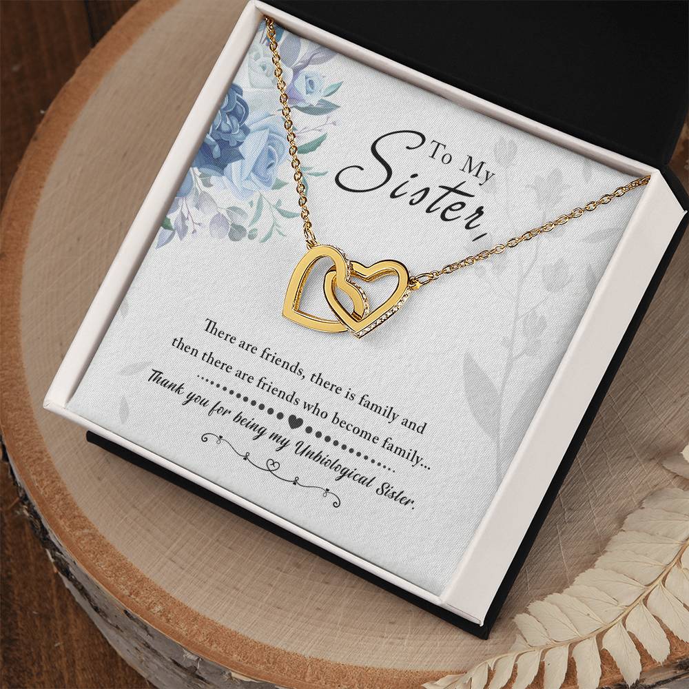 To Sister - There are friends - Interlocking Hearts Necklace