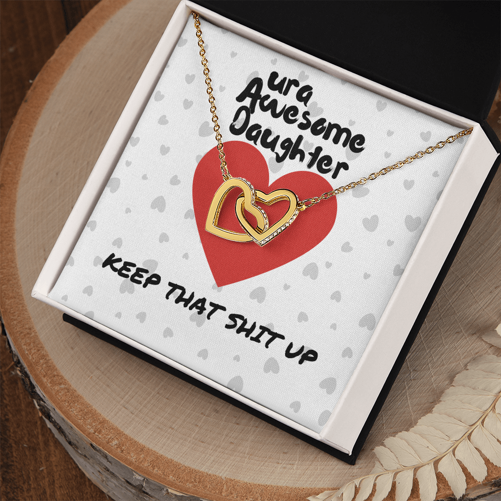 ura Awesome Daughter - Keep that - Interlocking Hearts Necklace