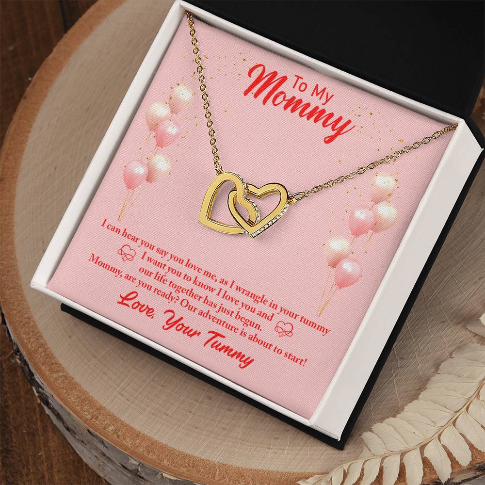 To Mom - I can hear - Interlocking Hearts Necklace