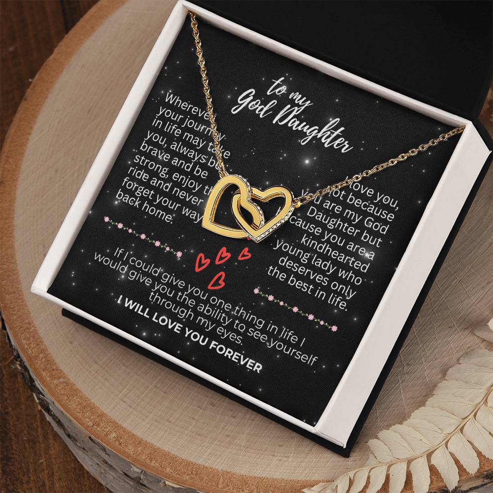 To God Daughter - Wherever your journey - Interlocking Hearts Necklace