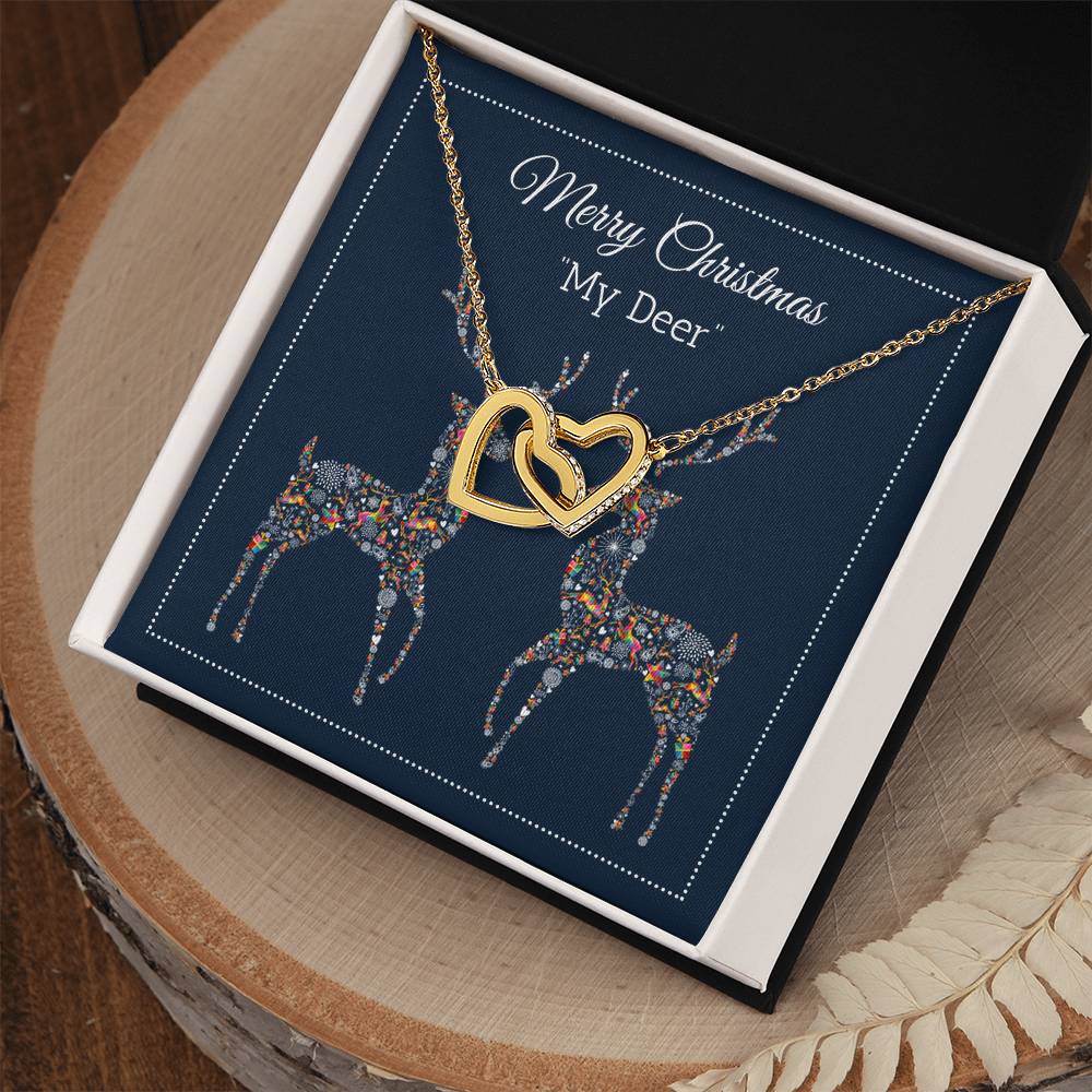 My Deer - Merry Christmas - Interlocking Hearts Necklace