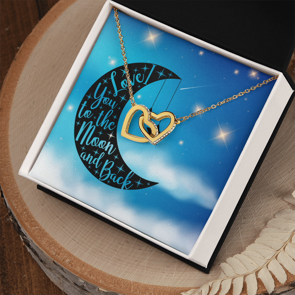 Love - To the moon and back - Interlocking Hearts Necklace