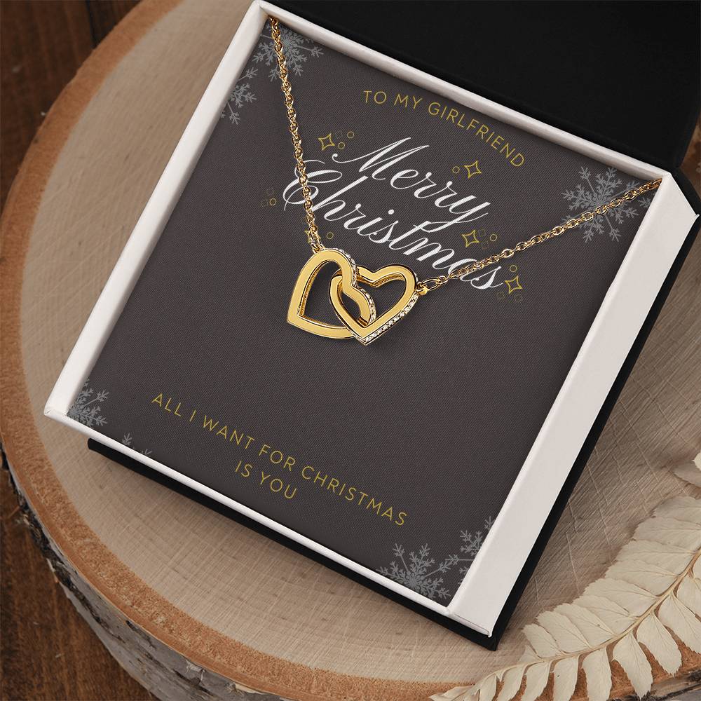 To Girlfriend - All I want for Christmas - Interlocking Hearts Necklace