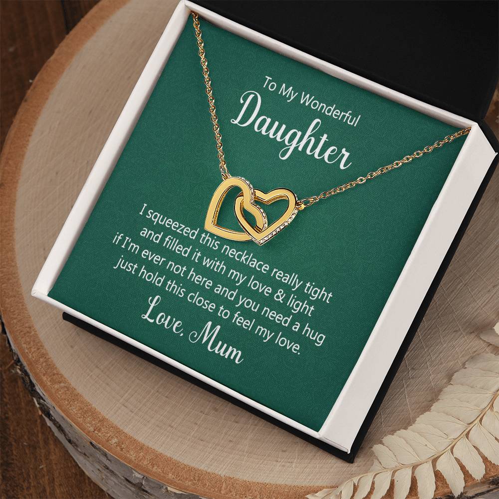 To Daughter - I squeezed - Interlocking Hearts Necklace