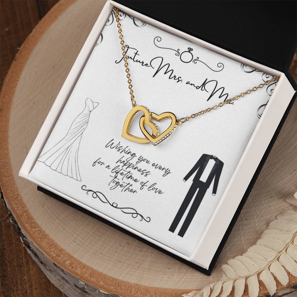 To Future Couple - Wishing you every happiness - Interlocking Hearts Necklace