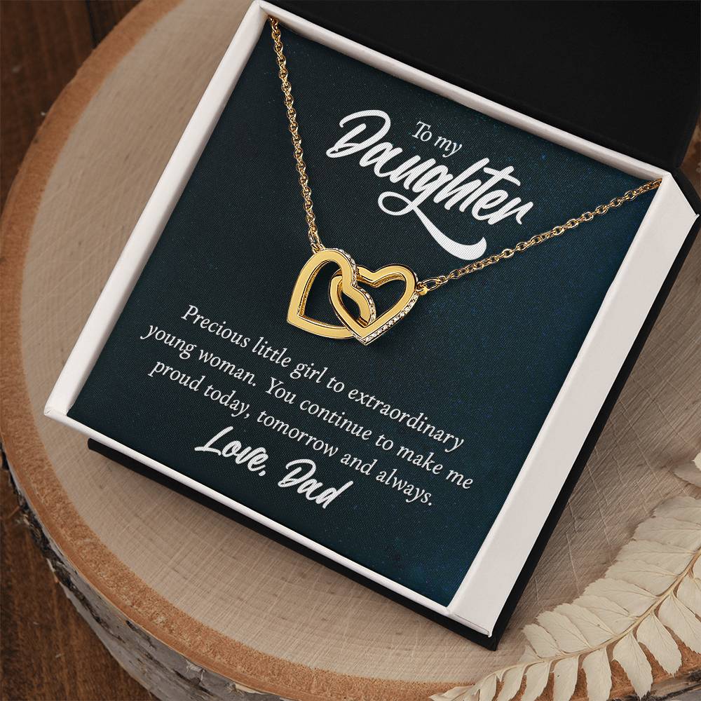 To Daughter - Precious little girl - Interlocking Hearts Necklace