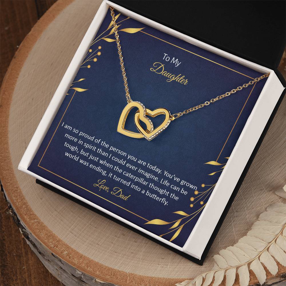 To Daughter - I am so proud - Interlocking Hearts Necklace