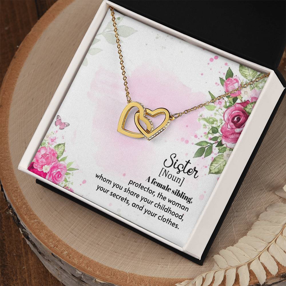 To Sister - A female sibling - Interlocking Hearts Necklace