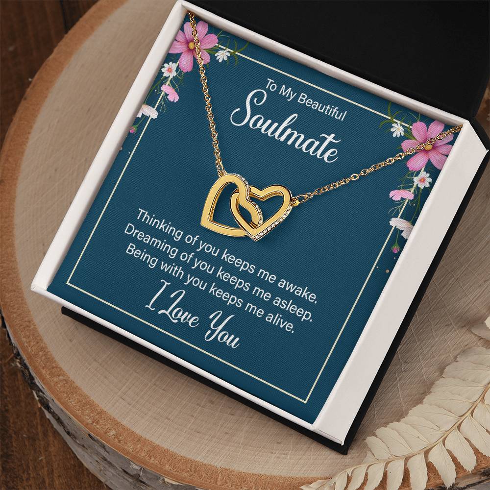 To Soulmate - Thinking of you - Interlocking Hearts Necklace