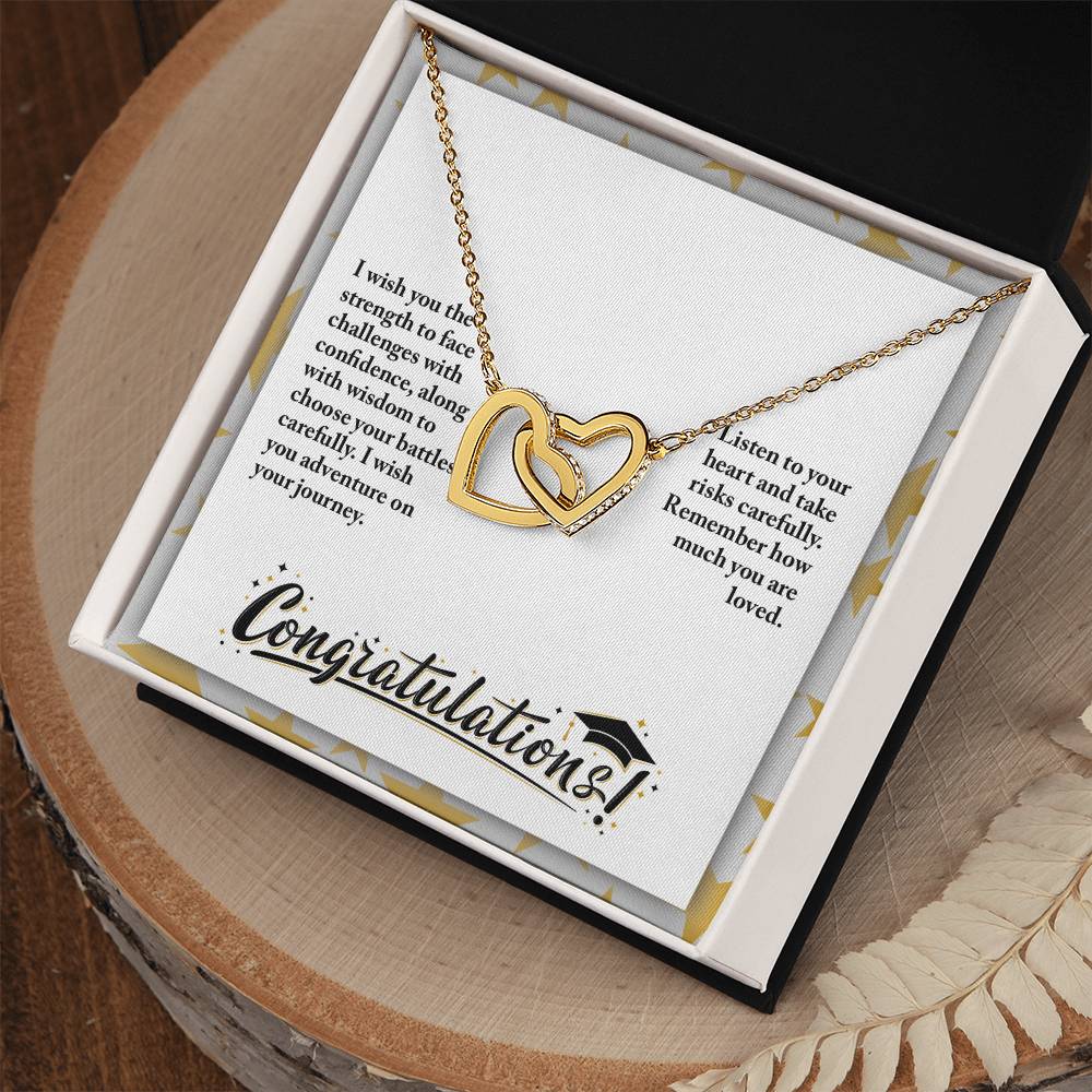 Graduation - I wish you the strength - Interlocking Hearts Necklace