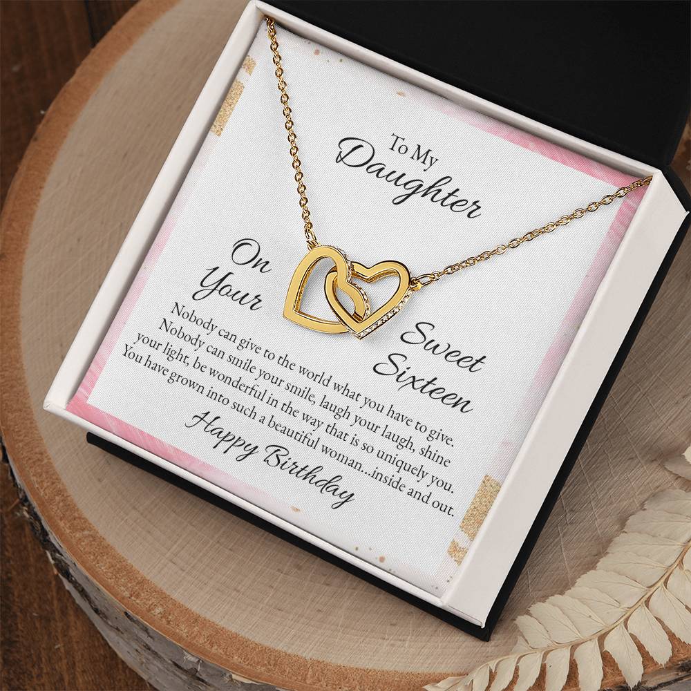 To Daughter - On your sweet sixteen - Interlocking Hearts Necklace