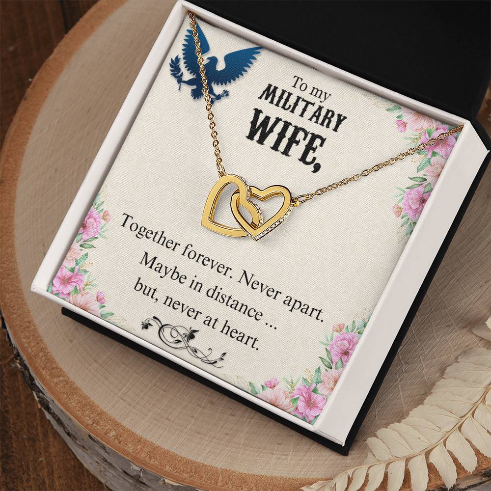 To Military Wife - Together forever - Interlocking Hearts Necklace