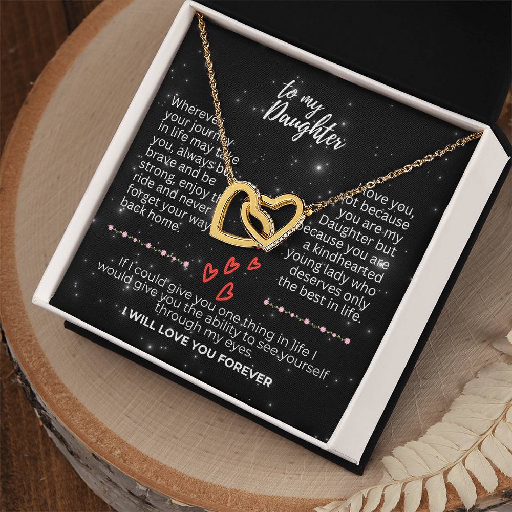 To Daughter - Wherever your journey - Interlocking Hearts Necklace