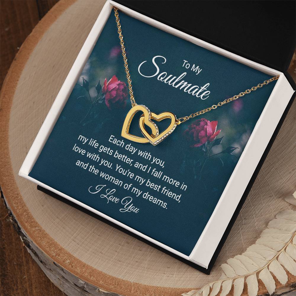 To Soulmate - Each day with you - Interlocking Hearts Necklace