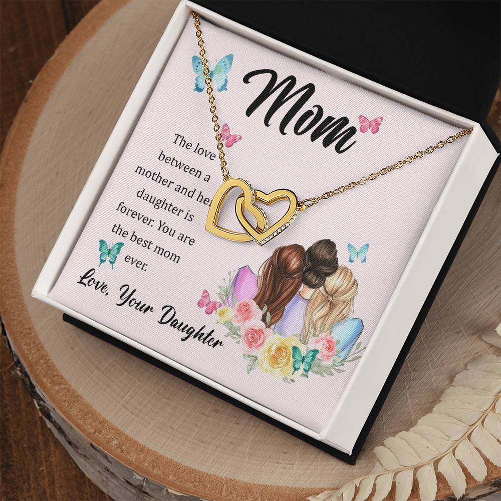 To Mom - The love between - Interlocking Hearts Necklace