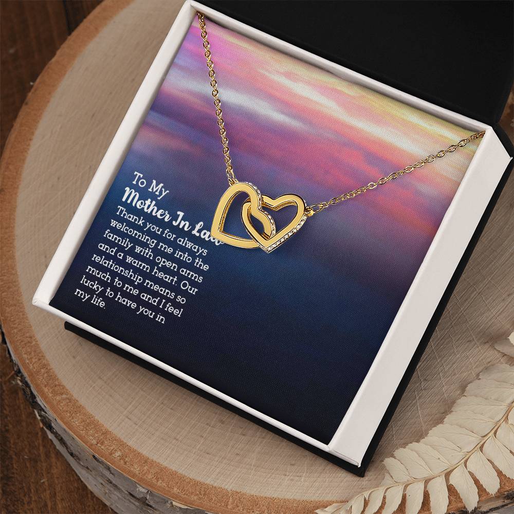 To Mother In Law - Thank you for always - Interlocking Hearts Necklace