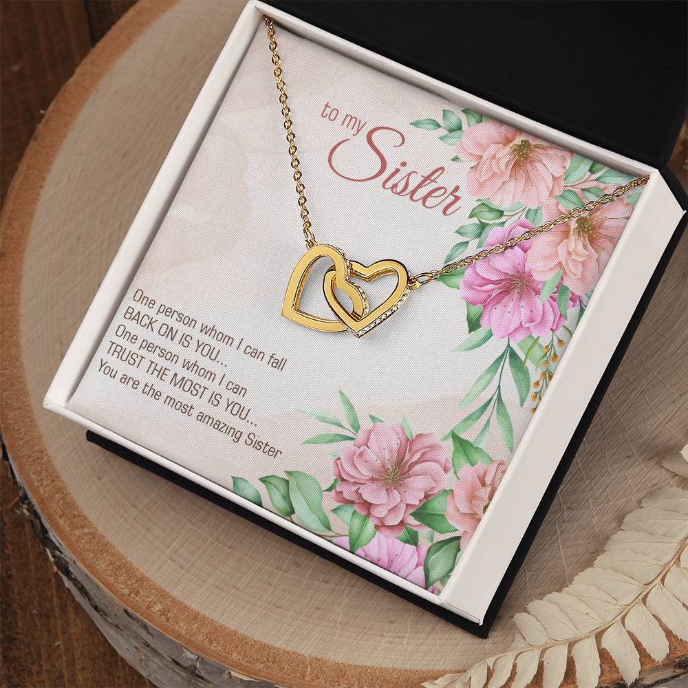 To Sister - One person - Interlocking Hearts Necklace