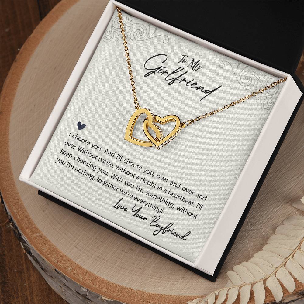 To Girlfriend - I choose you - Interlocking Hearts Necklace