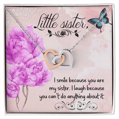 To Sister - I smile - Interlocking Hearts Necklace