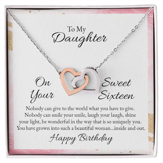 To Daughter - On your sweet sixteen - Interlocking Hearts Necklace