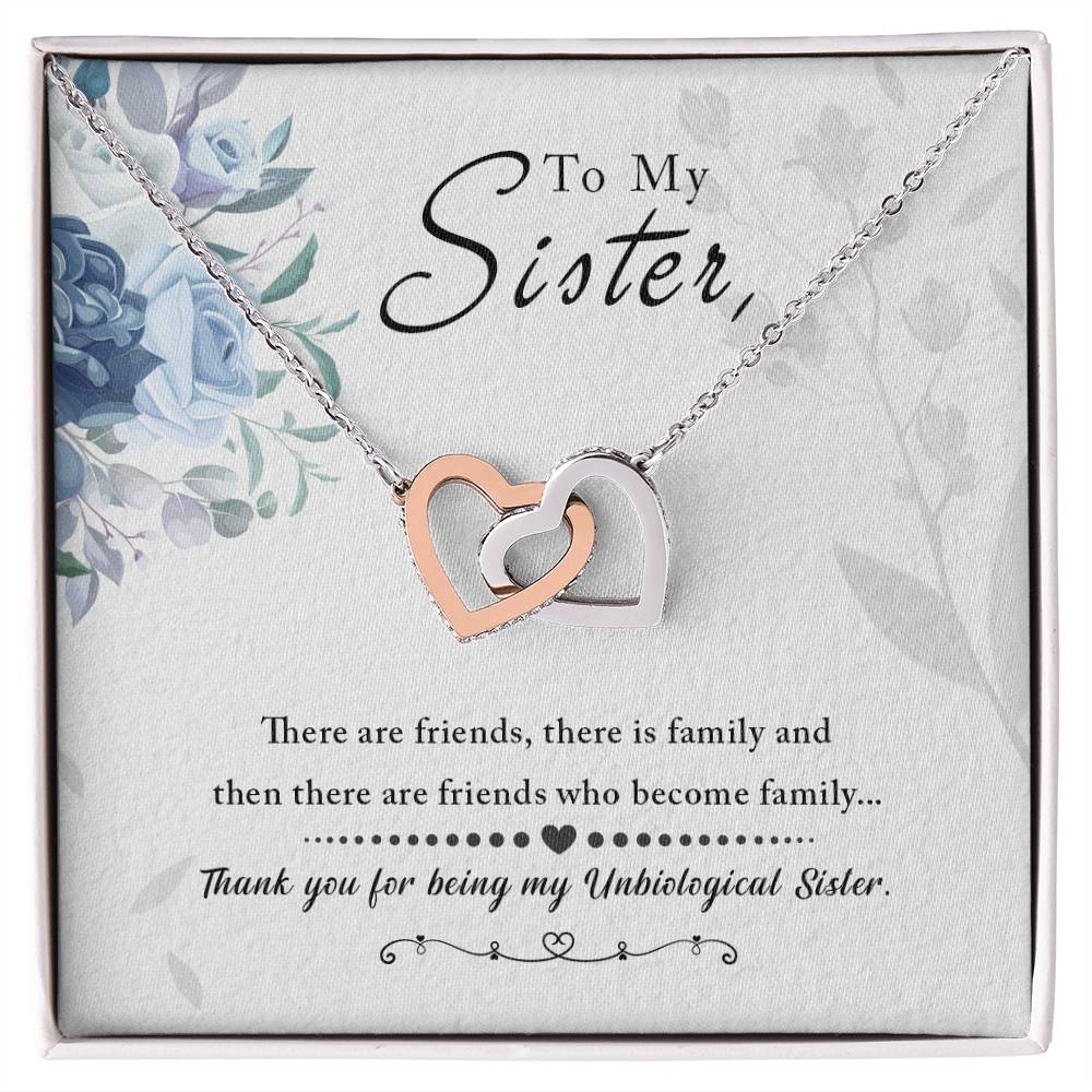 To Sister - There are friends - Interlocking Hearts Necklace