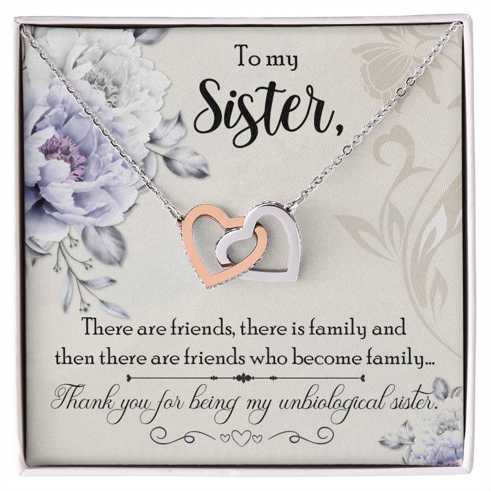 To Sister - There are friends - Interlocking Hearts Necklace