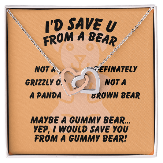 I'd save U - From a bear - Interlocking Hearts Necklace