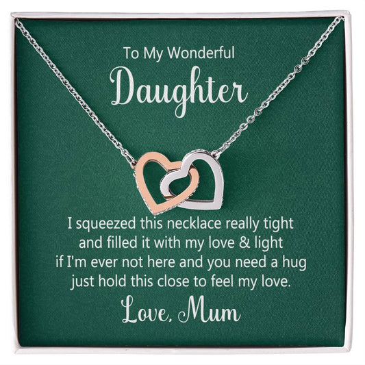 To Daughter - I squeezed - Interlocking Hearts Necklace