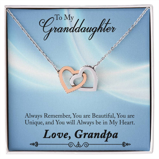 To Granddaughter - Always remember - Interlocking Hearts Necklace