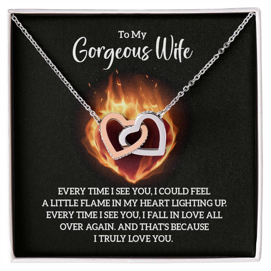 To Wife - Every time I see you - Interlocking Hearts Necklace