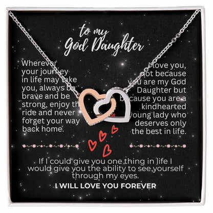 To God Daughter - Wherever your journey - Interlocking Hearts Necklace