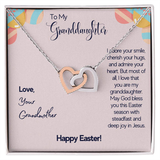 To Granddaughter - I adore your smile - Interlocking Hearts Necklace