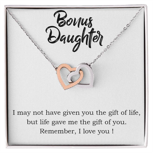 To Bonus Daughter - I may not - Interlocking Hearts Necklace