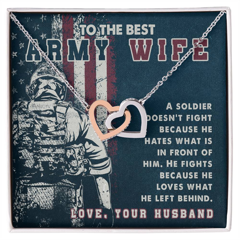 To Army Wife - A soldier - Interlocking Hearts Necklace