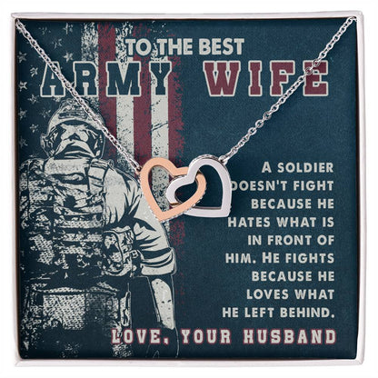 To Army Wife - A soldier - Interlocking Hearts Necklace