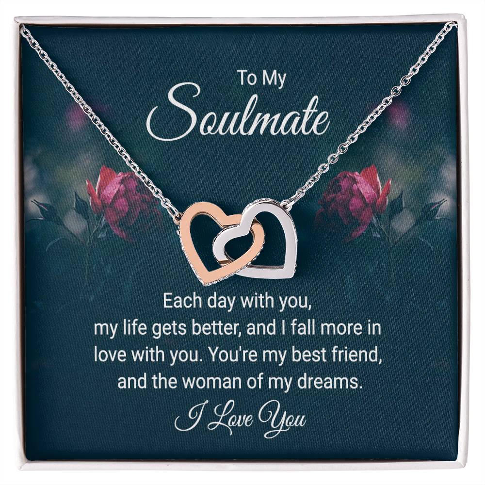 To Soulmate - Each day with you - Interlocking Hearts Necklace