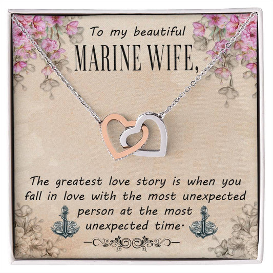 To Marine Wife - The greatest love story - Interlocking Hearts Necklace