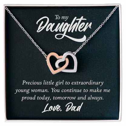 To Daughter - Precious little girl - Interlocking Hearts Necklace