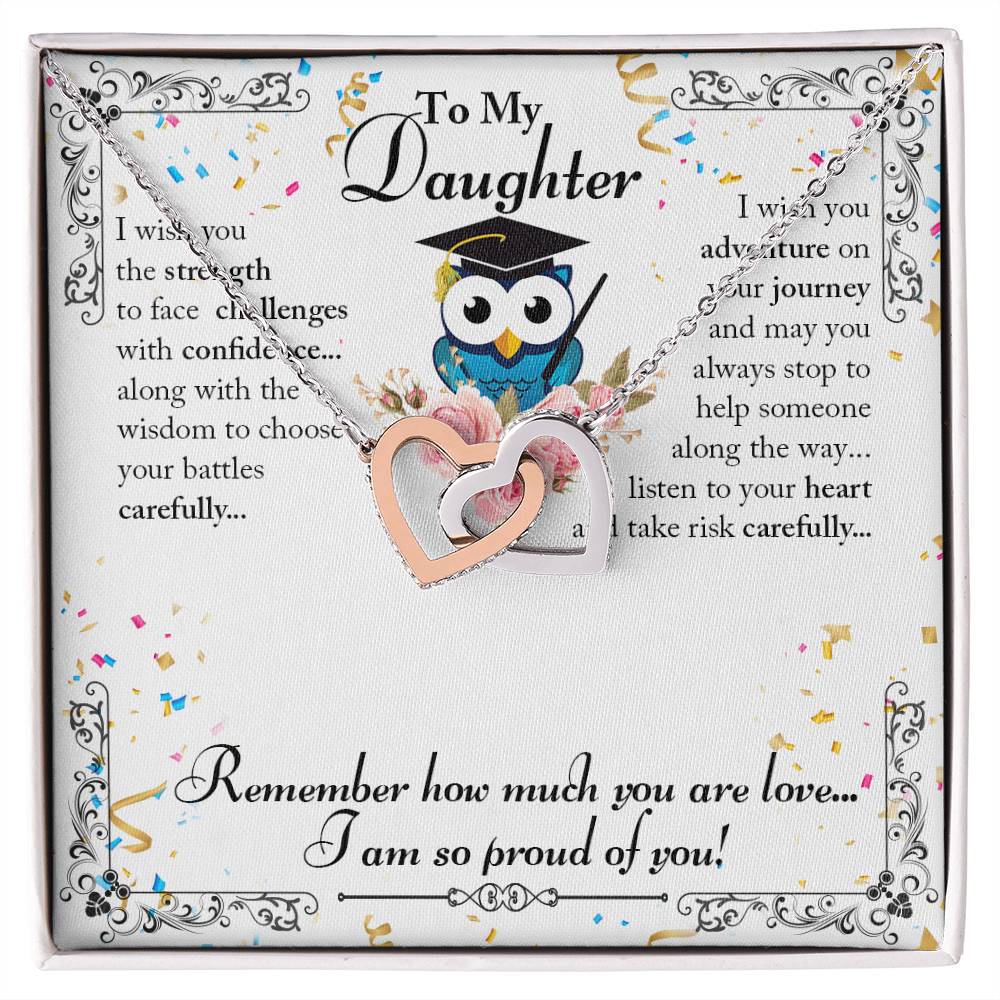 To Daughter - I wish you the strength - Interlocking Hearts Necklace