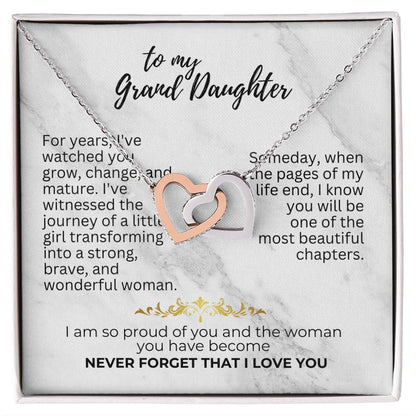 To Granddaughter - For years - Interlocking Hearts Necklace