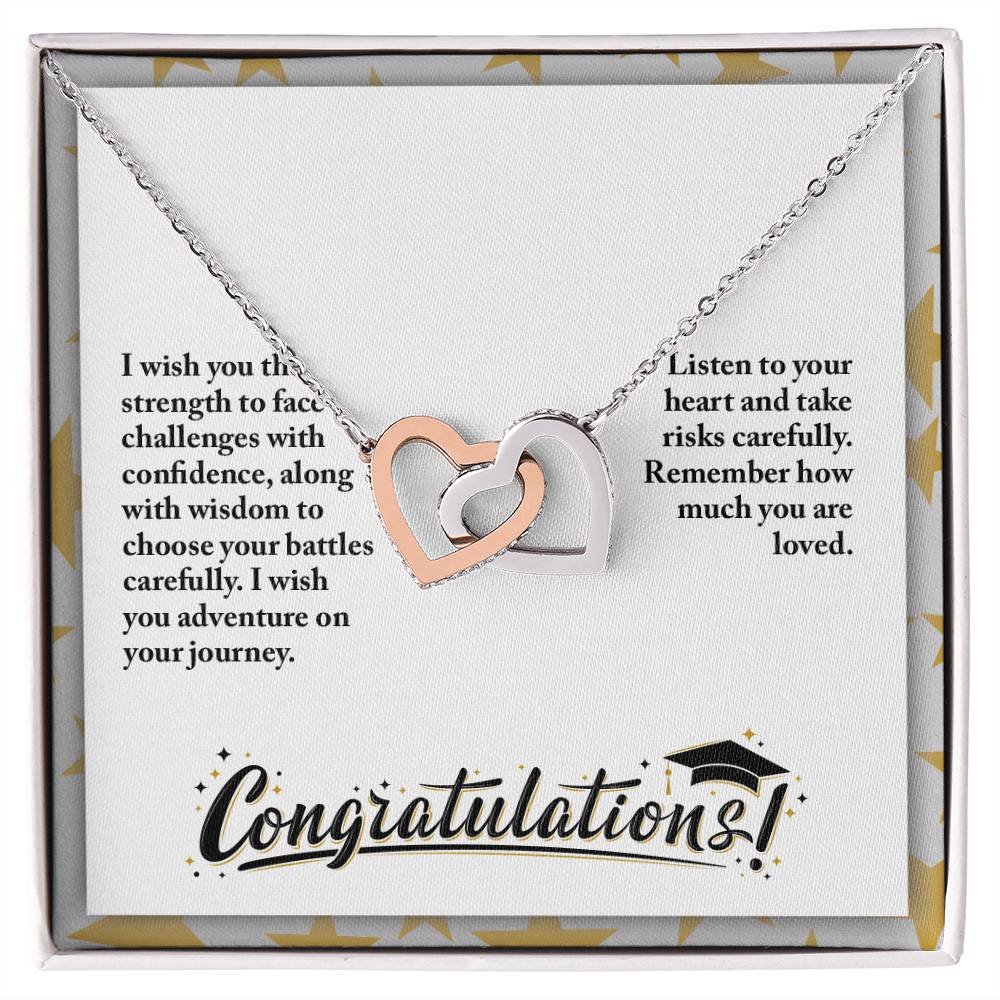 Graduation - I wish you the strength - Interlocking Hearts Necklace