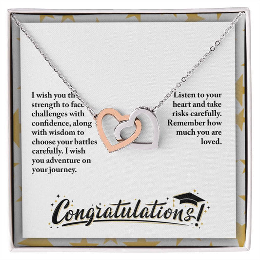 Graduation - I wish you the strength - Interlocking Hearts Necklace