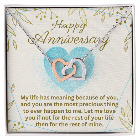 Anniversary - My life has meaning - Interlocking Hearts Necklace