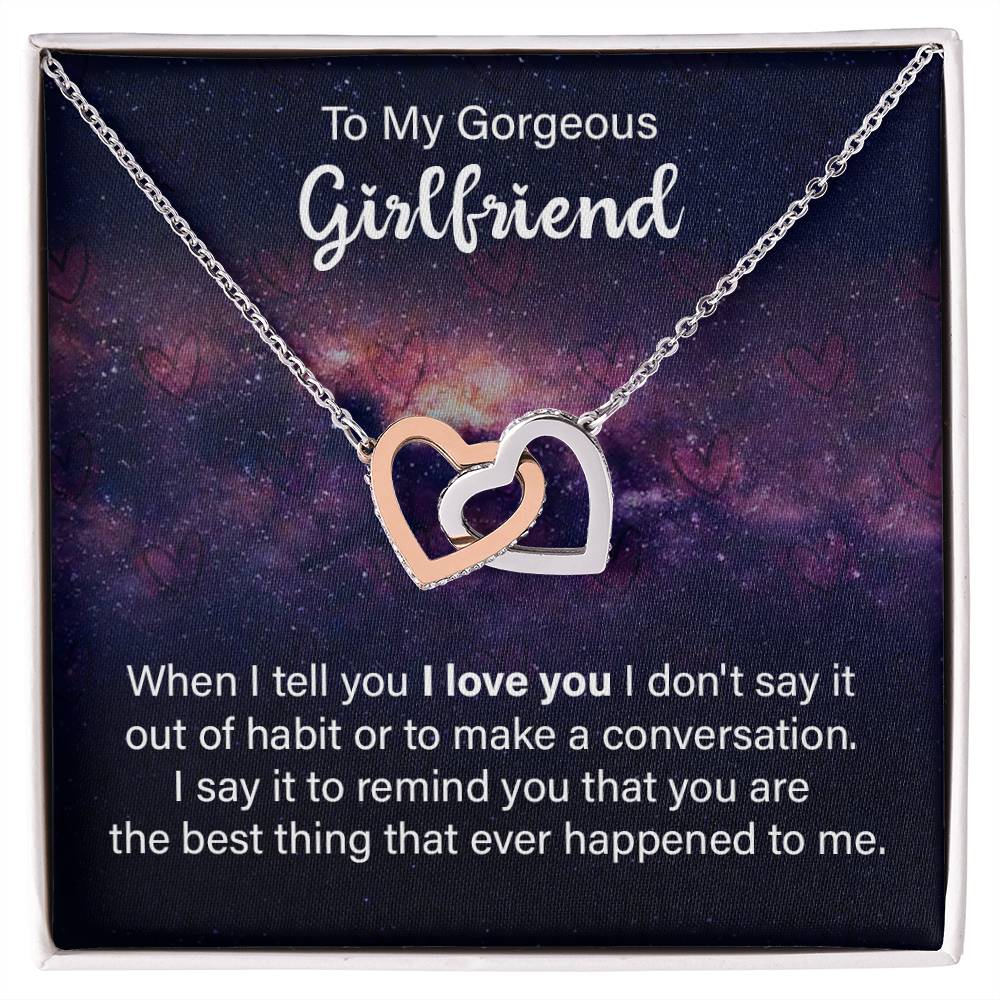 To Girlfriend - When I tell you - Interlocking Hearts Necklace