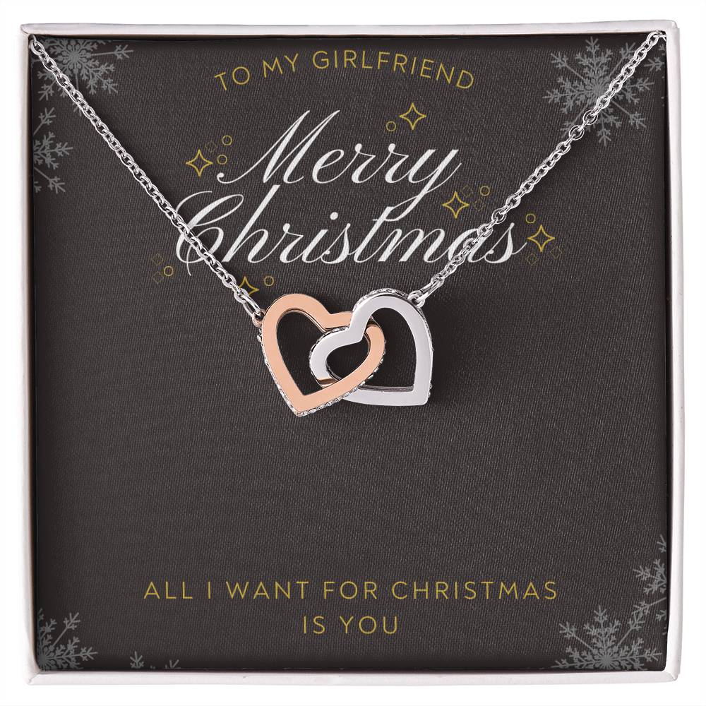 To Girlfriend - All I want for Christmas - Interlocking Hearts Necklace